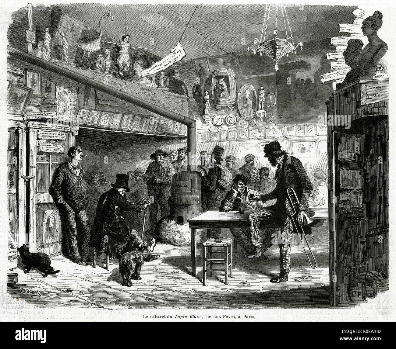 Cabaret in Lapin Blanc, Paris, 1860 Stock Photo