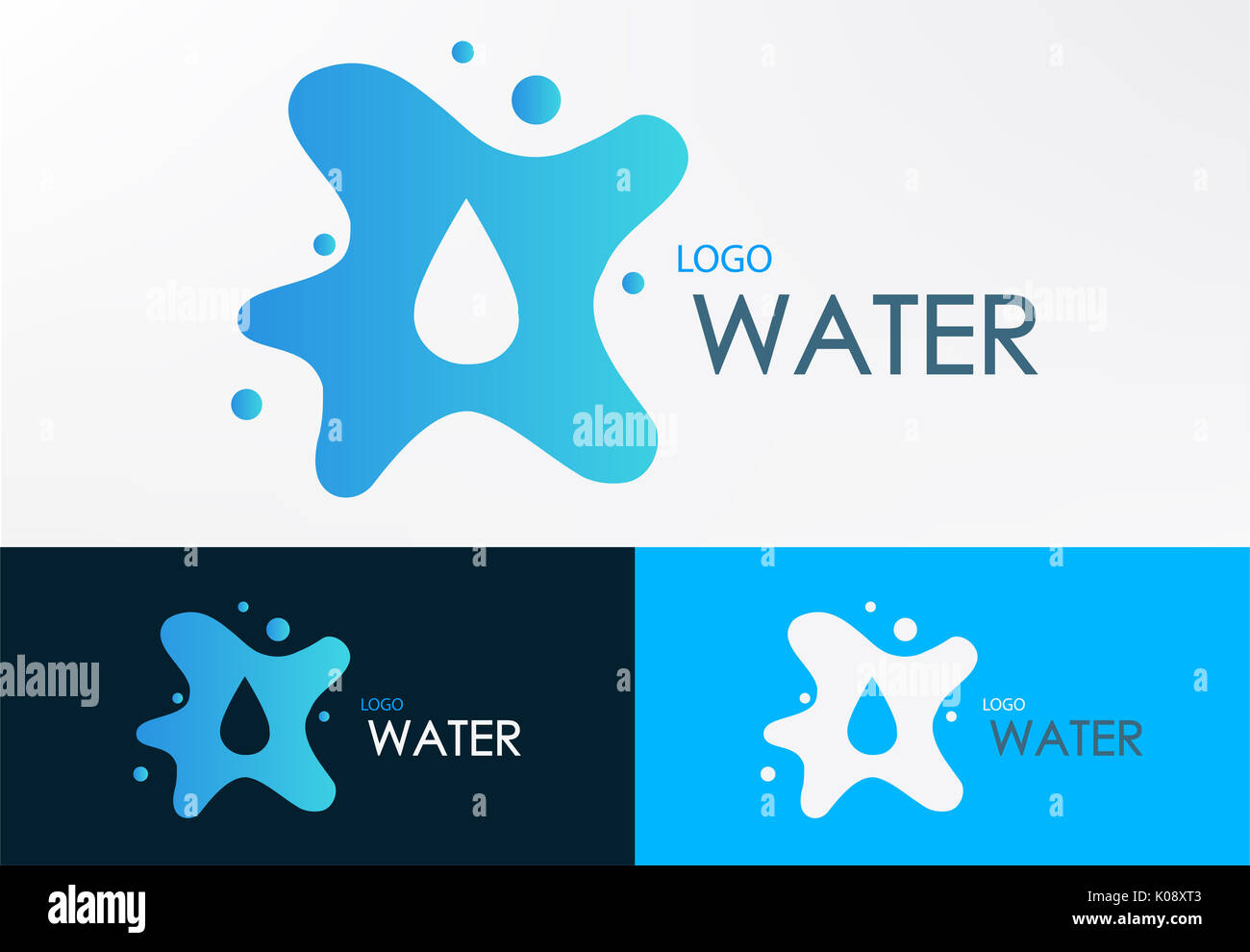 logo water liquid design vector graphic with three  background Stock Photo
