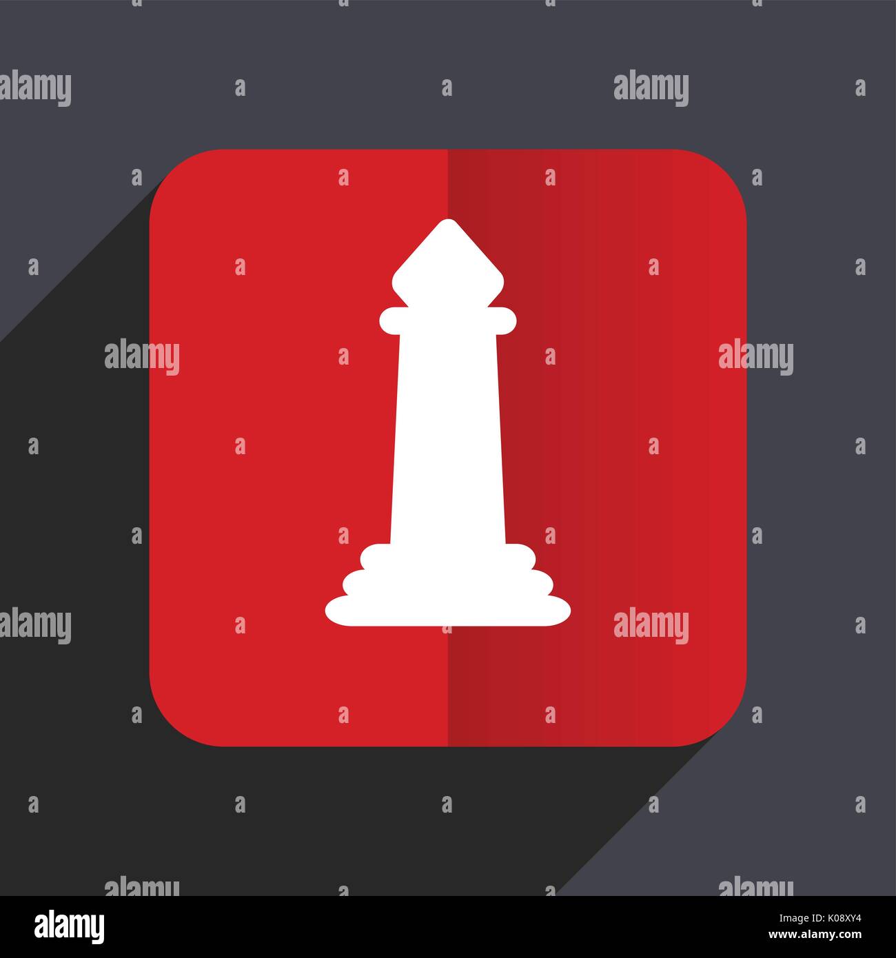 Chess flat design web vector icon. Red square sign on gray background in eps 10. Stock Vector