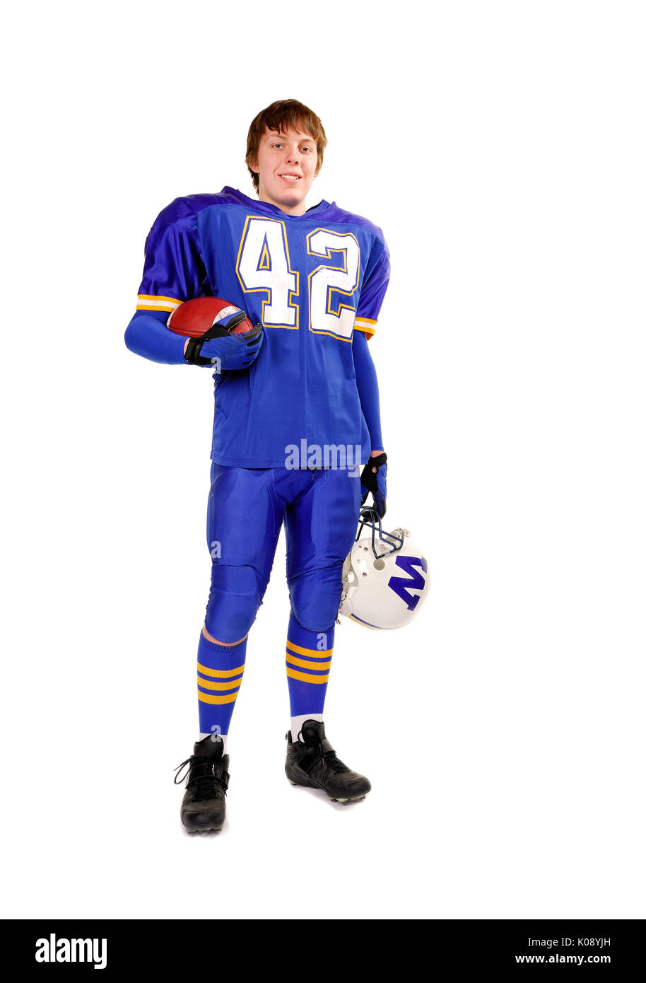 American style football player standing in his jersey Stock Photo - Alamy