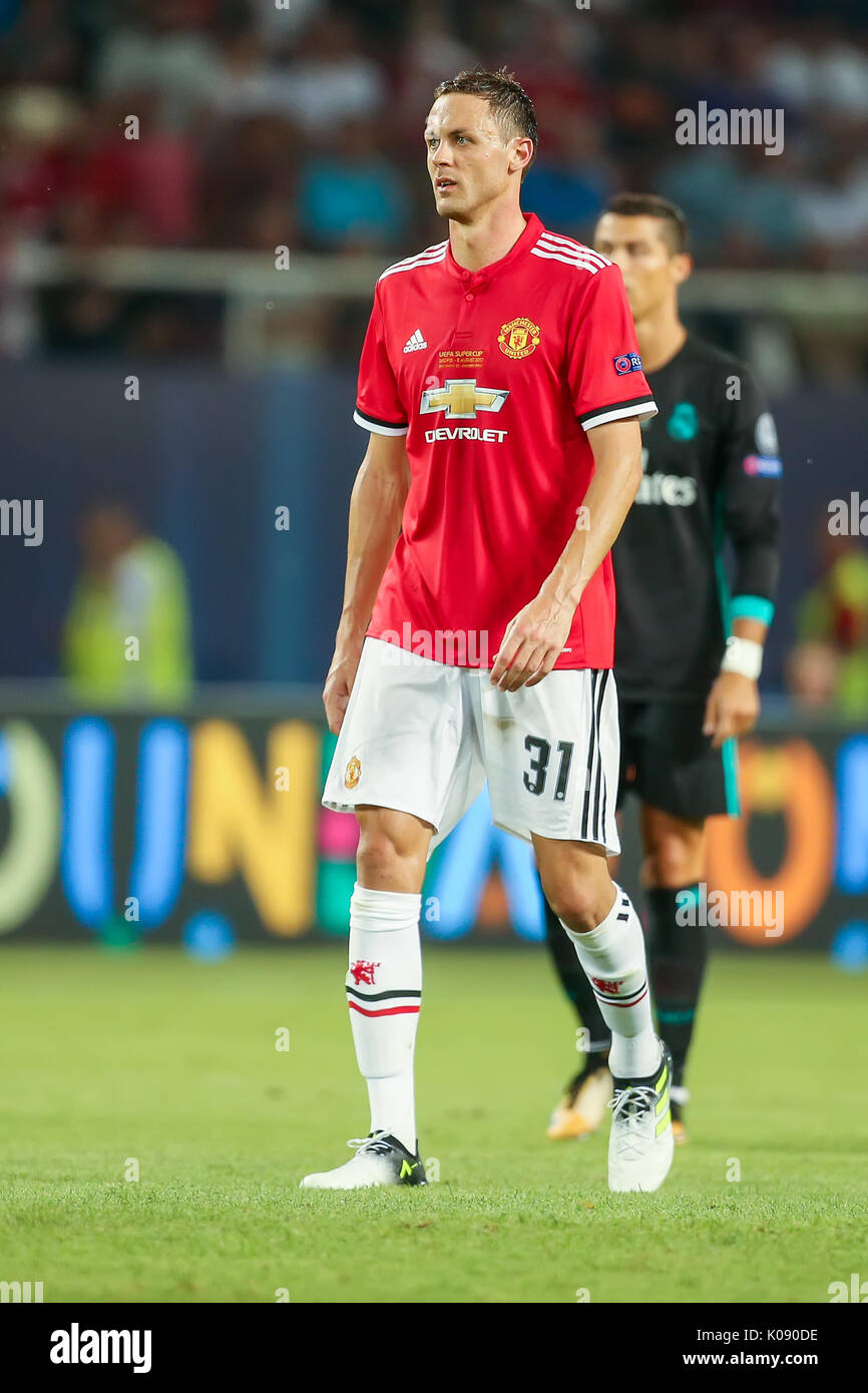 Skopje, FYROM - August 8,2017: Manchester United Nemanja Matic during the UEFA Super Cup Final match between Real Madrid and Manchester United at Phil Stock Photo