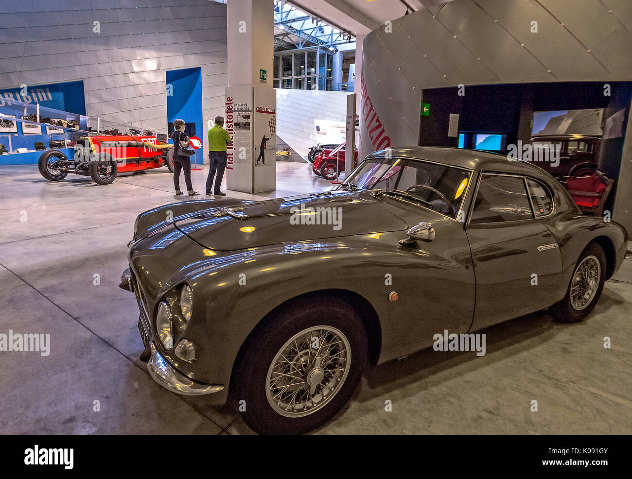 The Fiat Centro Storico is a museum and business archive based in Turin. Exposes cars, planes, trains, tractors, trucks, bicycles, washing machines, refrigerators with Fiat brand Stock Photo