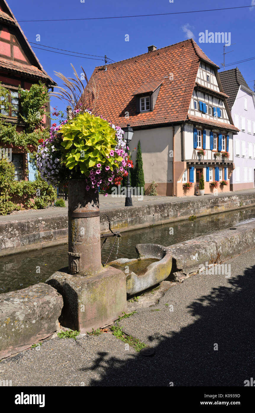 Fountain at the Lauter, Wissembourg, France Stock Photo