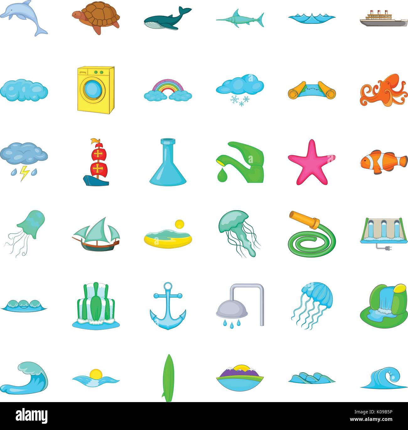 Aqua icons set, cartoon style Stock Vector Image & Art - Alamy