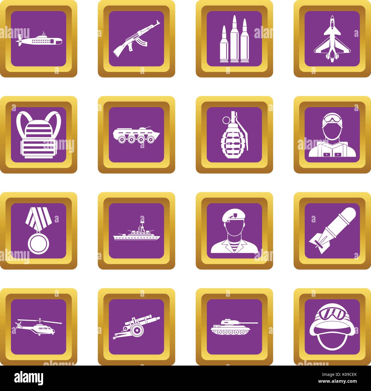 War icons set purple Stock Vector Image & Art - Alamy
