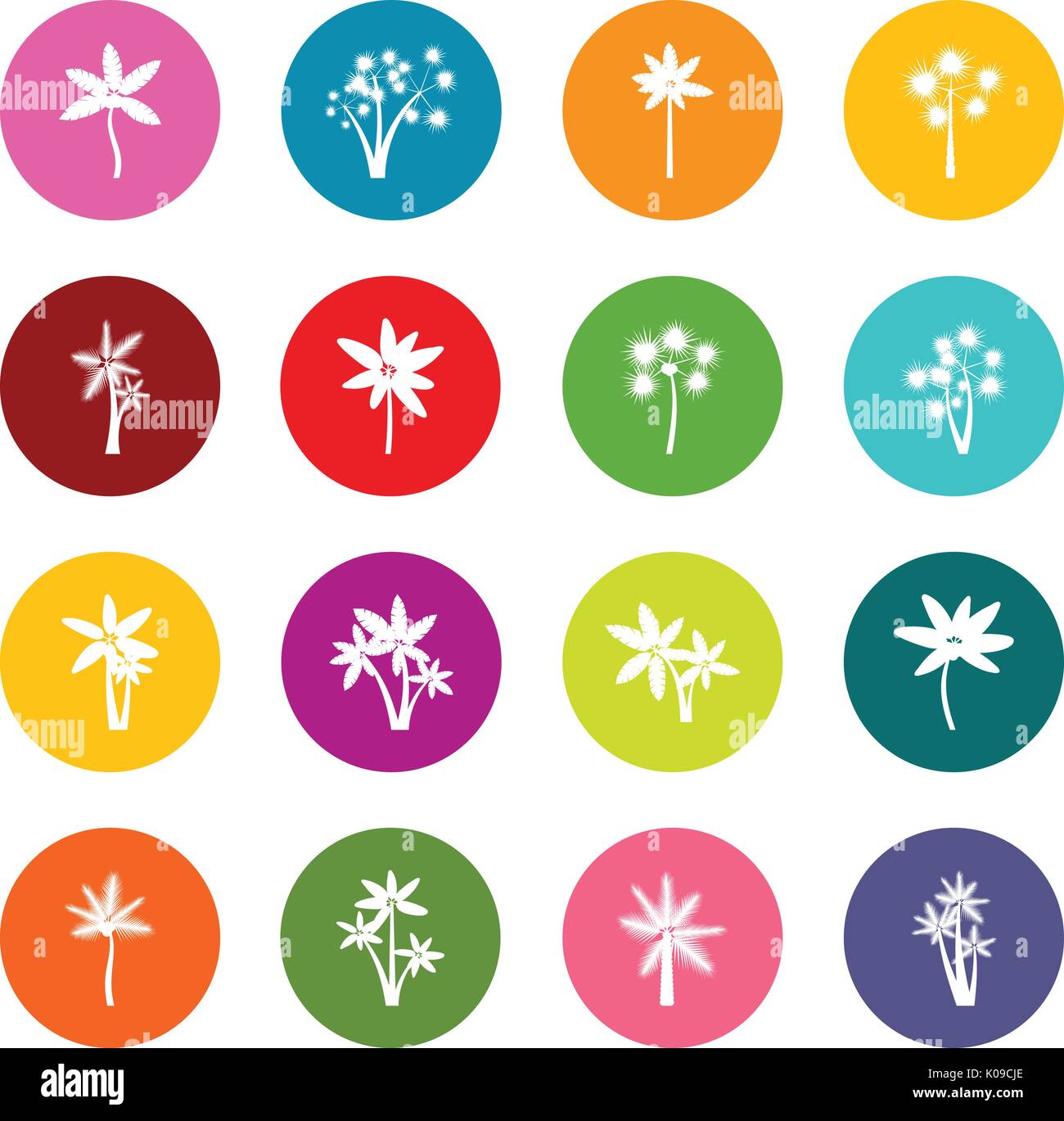 Palm tree icons many colors set Stock Vector Image & Art - Alamy