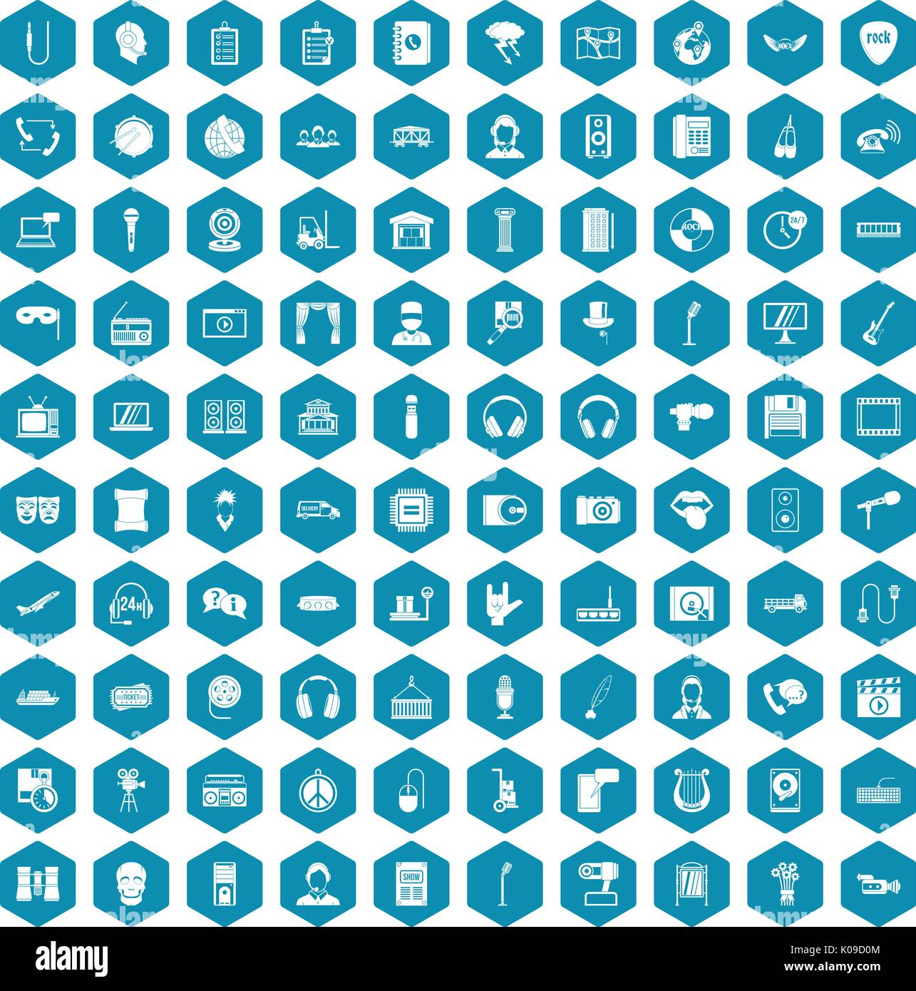 100 microphone icons sapphirine violet Stock Vector