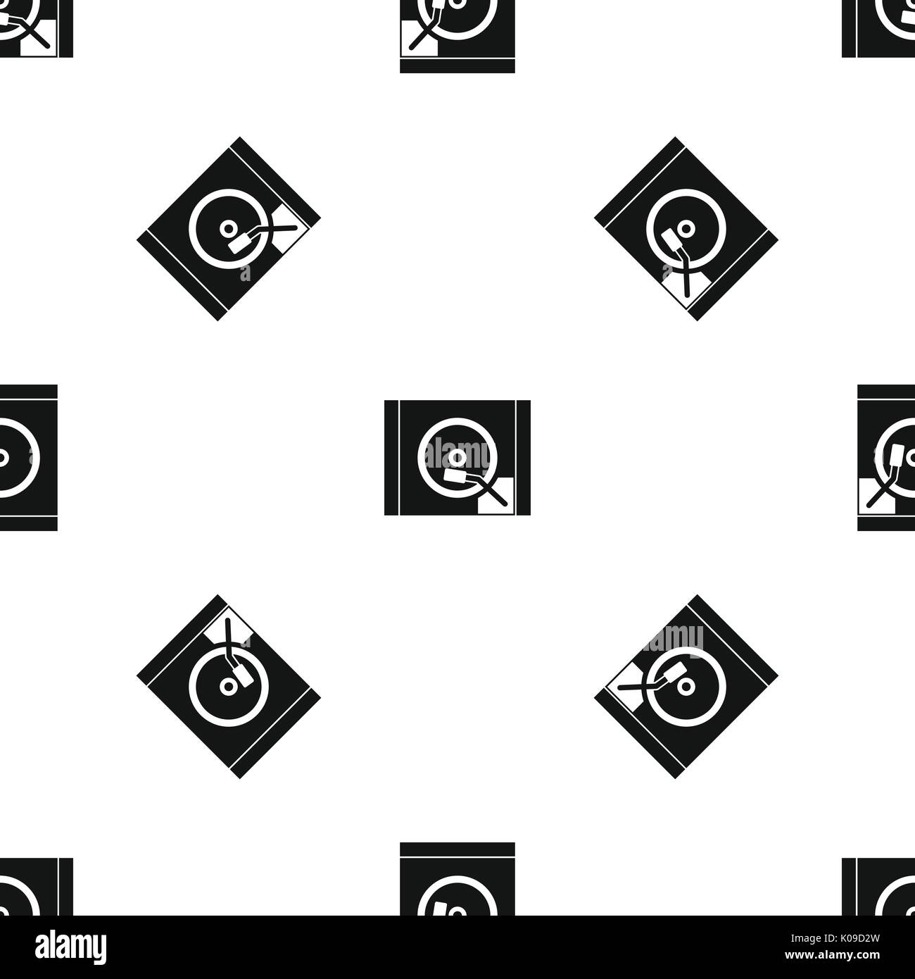 Turntable pattern seamless black Stock Vector