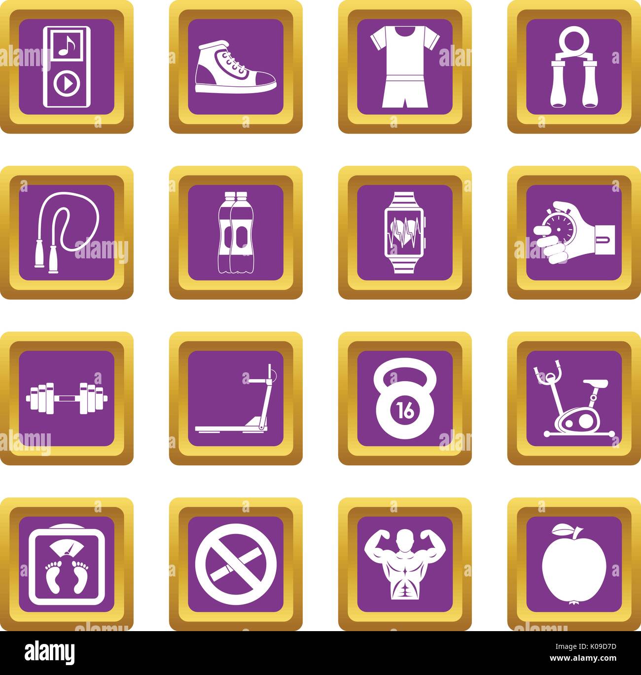 Fitness icons set purple Stock Vector Image & Art - Alamy