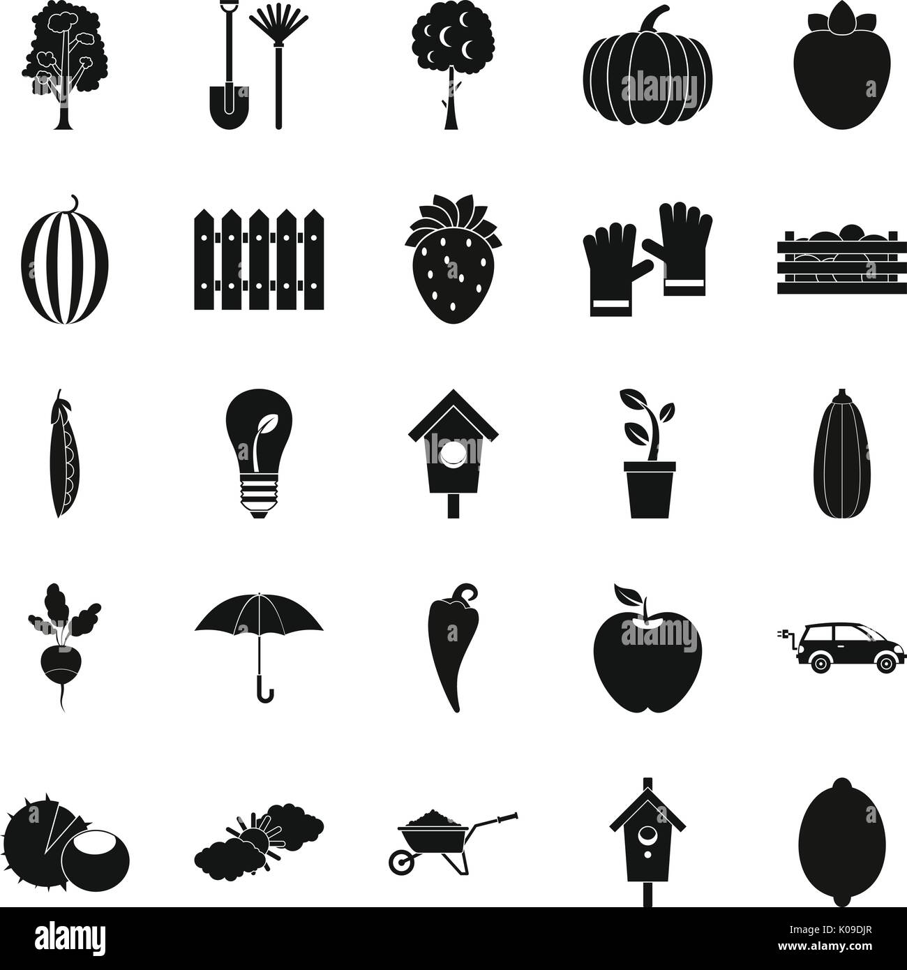 Collecting vegetables icons set, simple style Stock Vector Image & Art ...