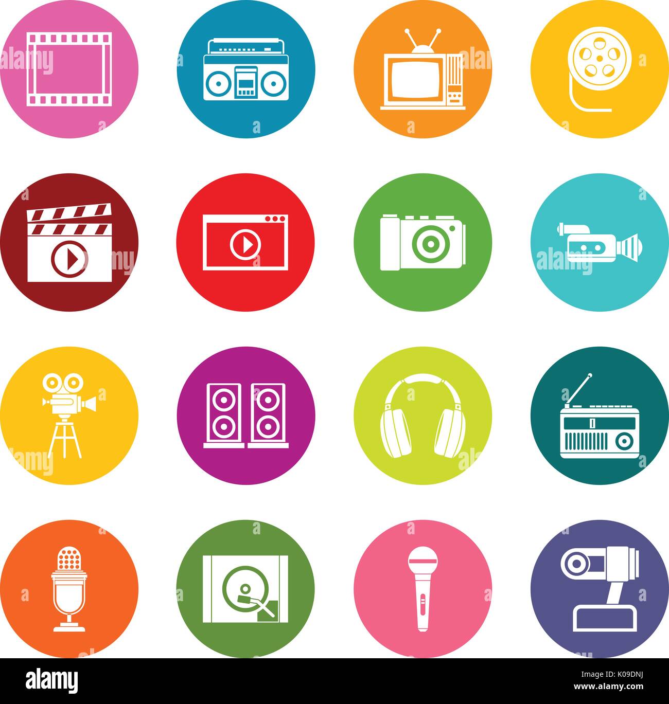 Audio and video icons many colors set Stock Vector Image & Art - Alamy