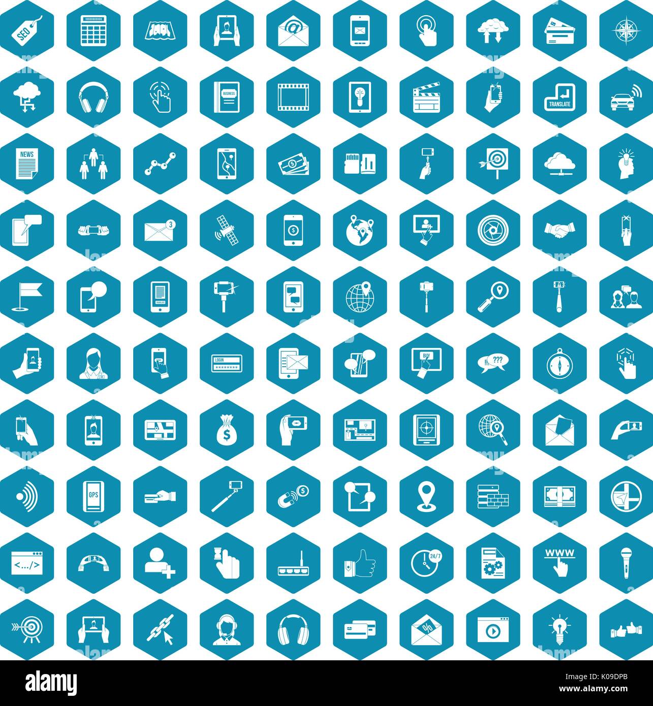 100 mobile icons sapphirine violet Stock Vector