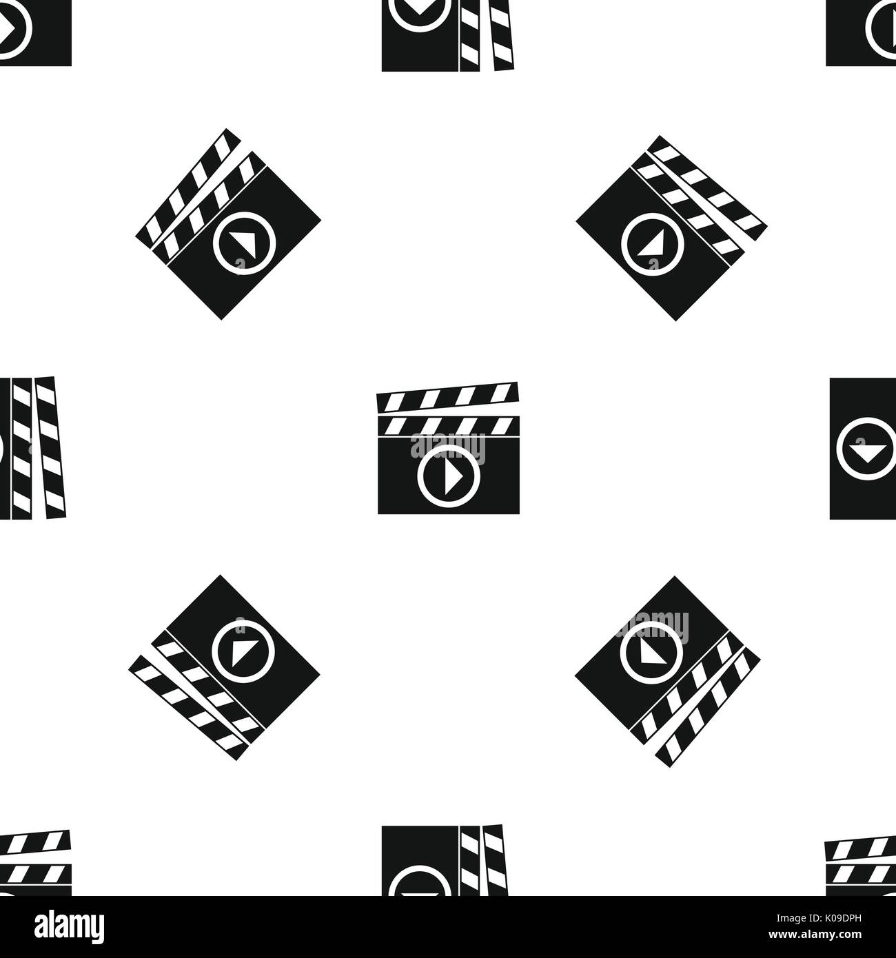 Clapperboard for movie shooting pattern seamless black Stock Vector