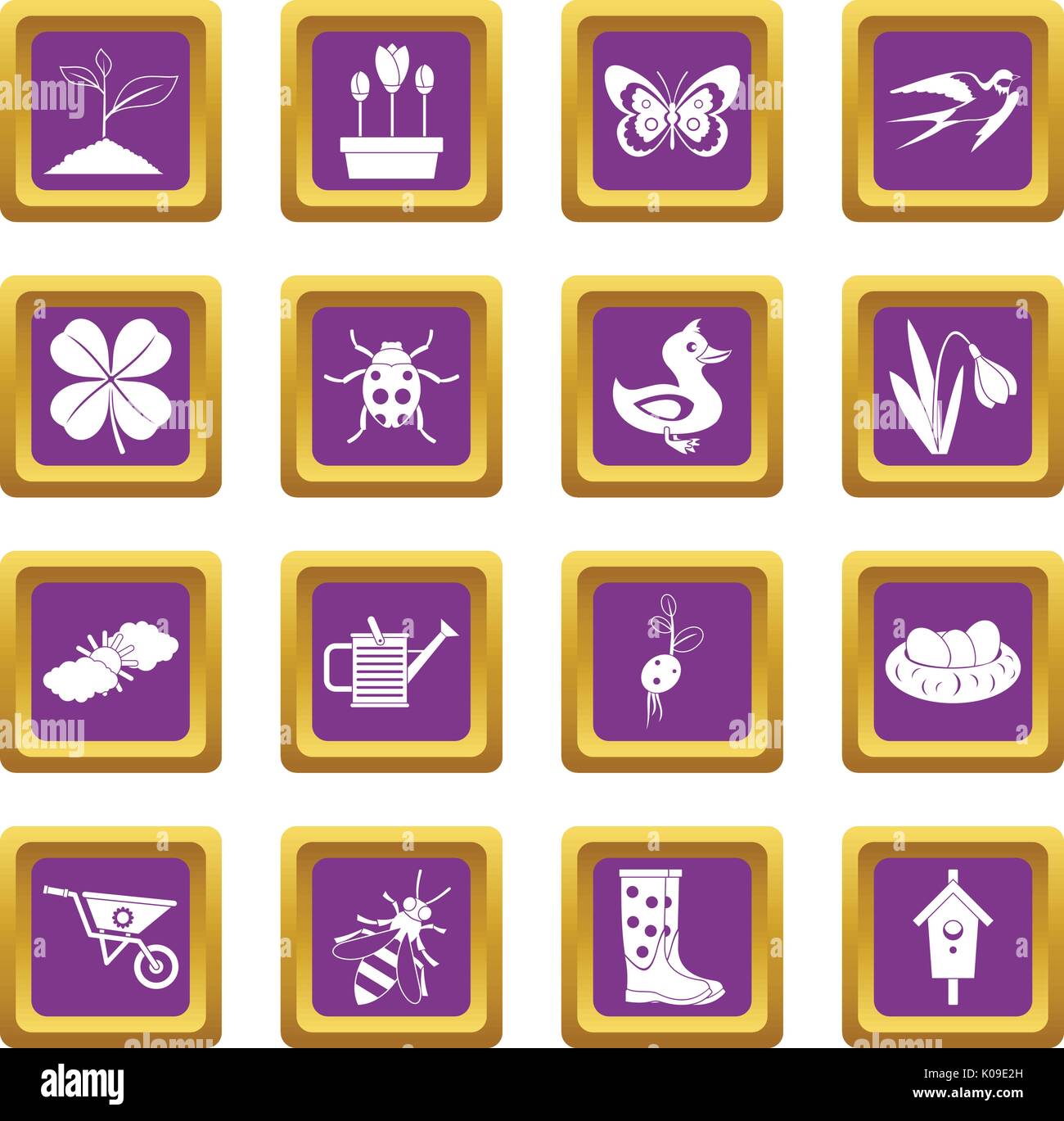 Spring icons set purple Stock Vector Image & Art - Alamy