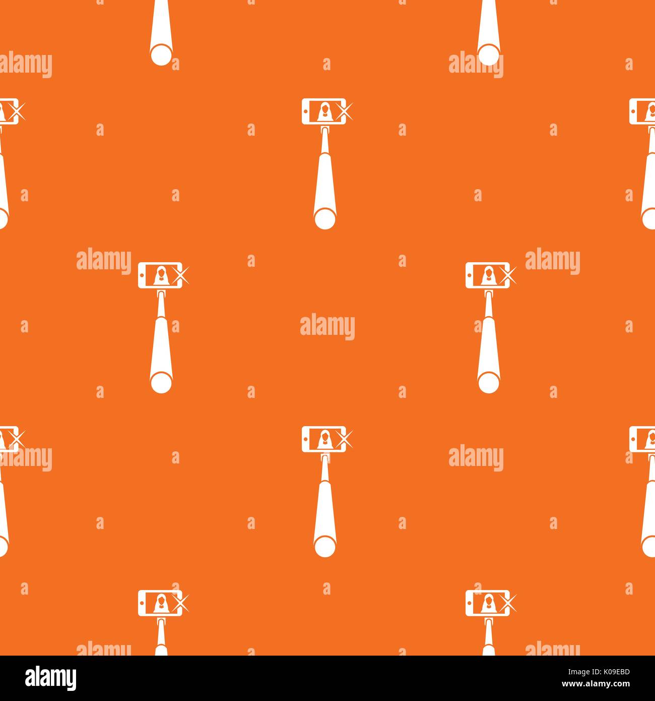 Selfie stick with mobile phone pattern seamless Stock Vector