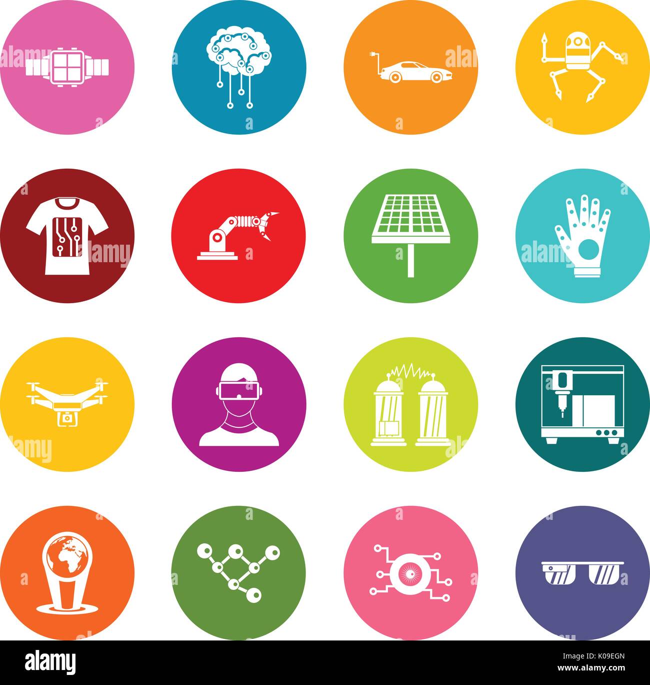 New technologies icons many colors set Stock Vector