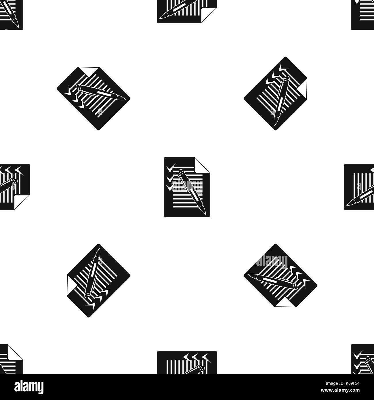 Document with plan and pen pattern seamless black Stock Vector Image ...