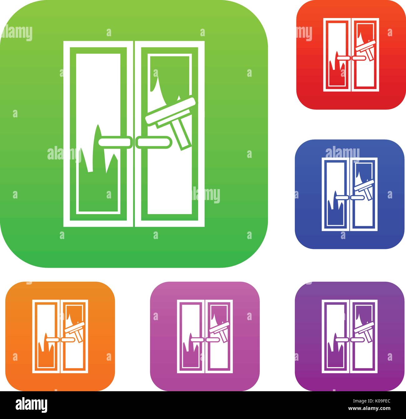 Window cleaning set collection Stock Vector