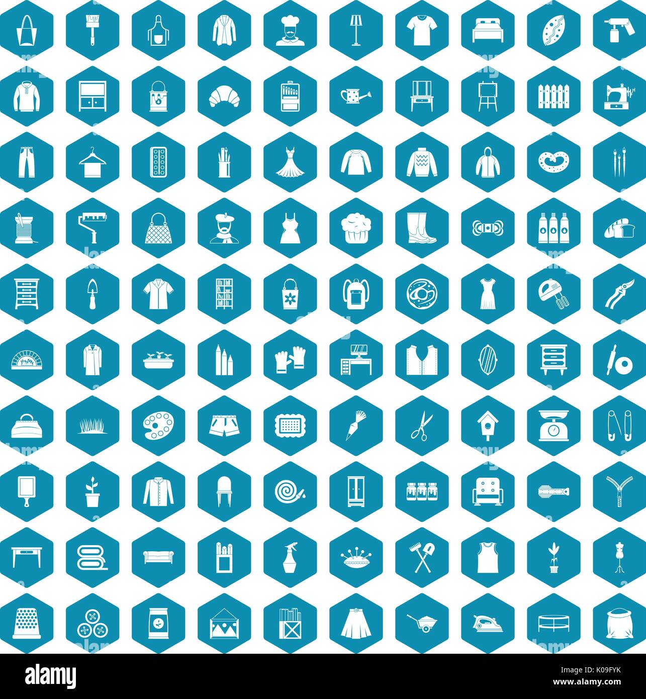 100 needlework icons sapphirine violet Stock Vector
