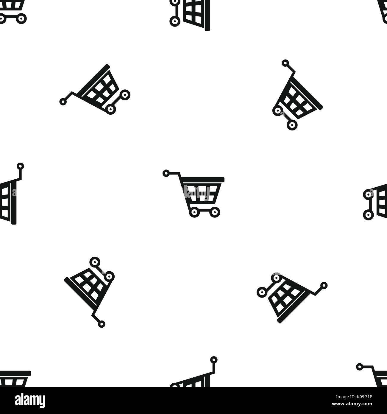Basket on wheels pattern seamless black Stock Vector