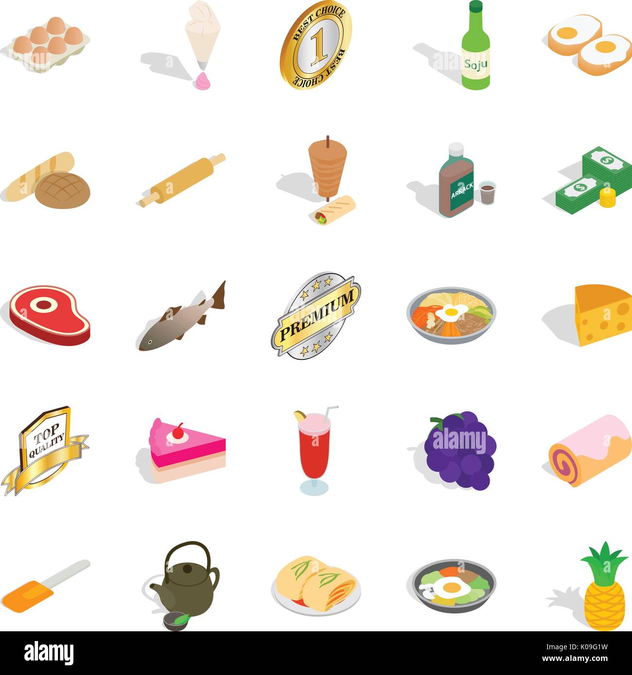 Verdure icons set, isometric style Stock Vector