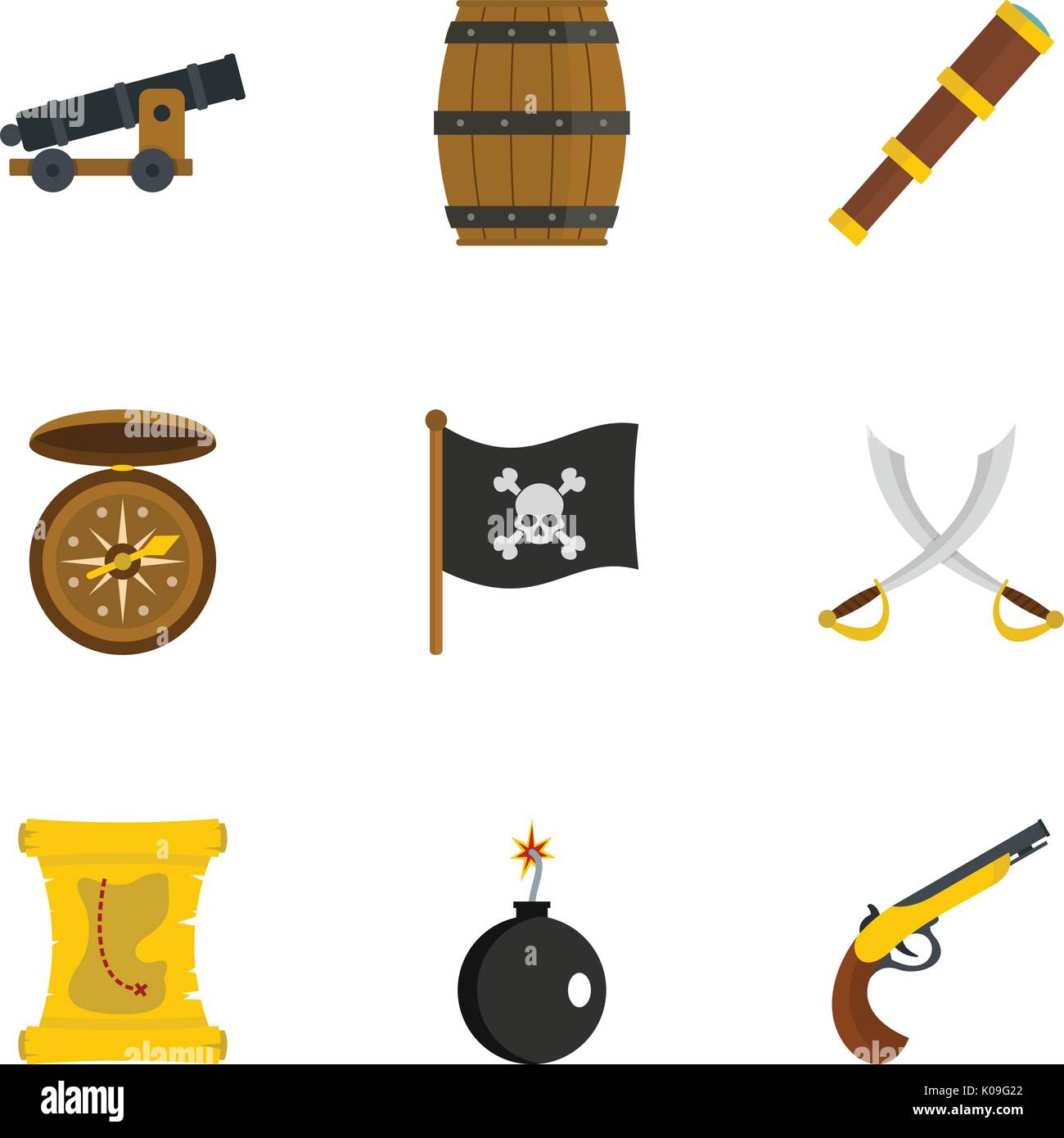 Pirates armor icon set, flat style Stock Vector Image & Art - Alamy