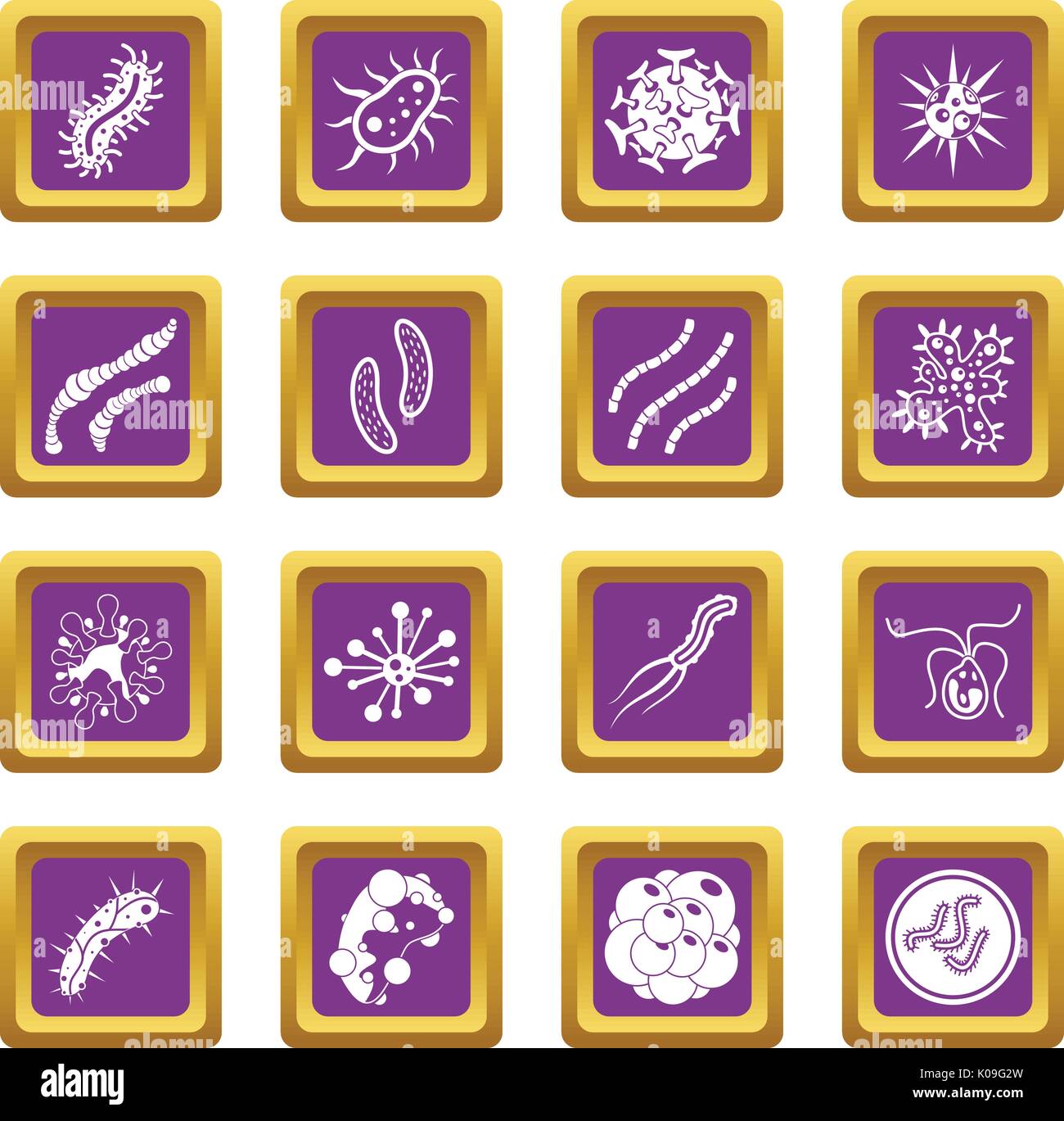 Virus bacteria icons set purple Stock Vector Image & Art - Alamy