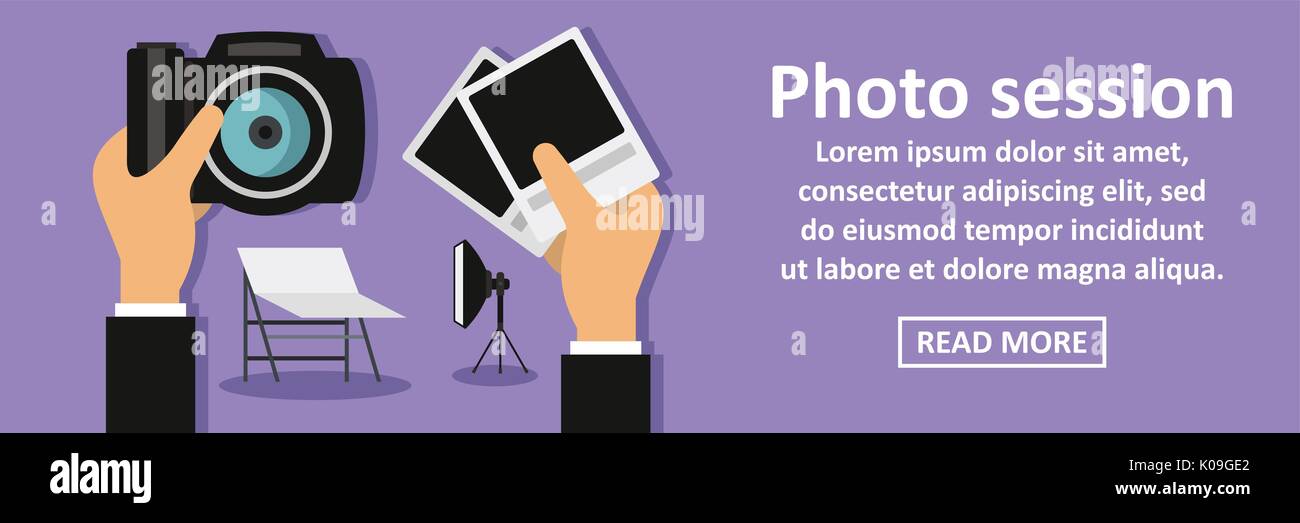 Photo session banner horizontal concept Stock Vector