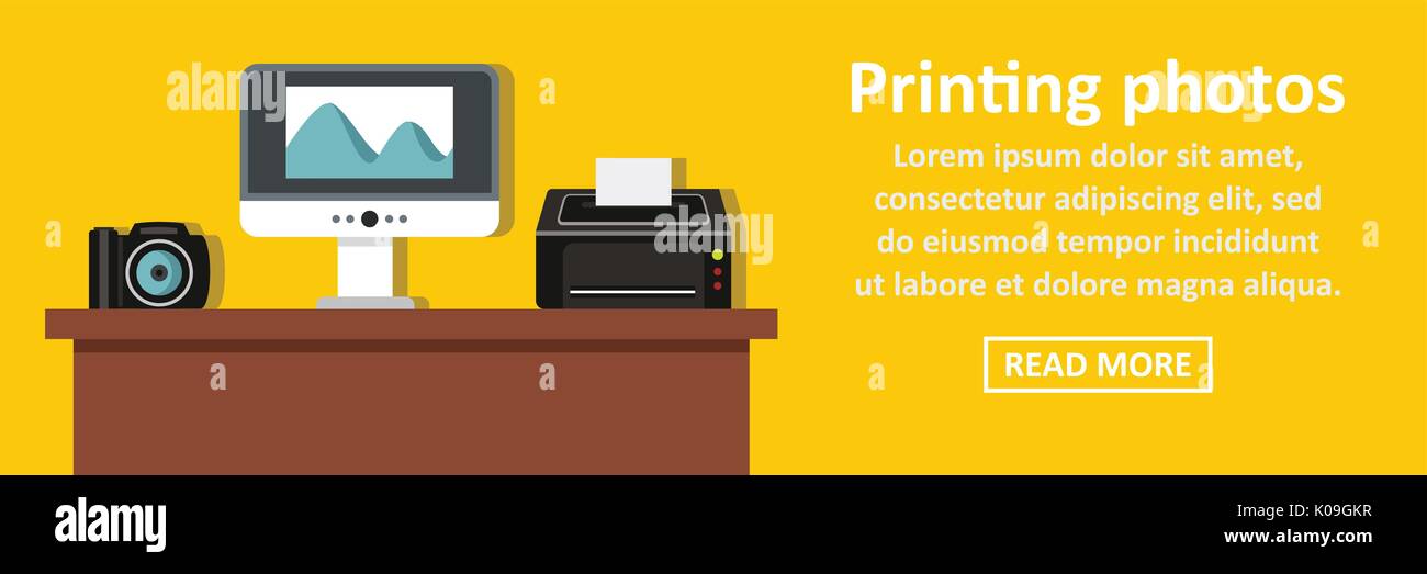 Printing photos banner horizontal concept Stock Vector