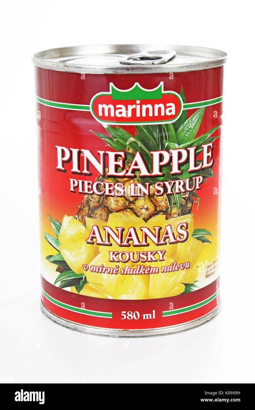 Marinna Pineapple can on isolated white studio background. Stock Photo