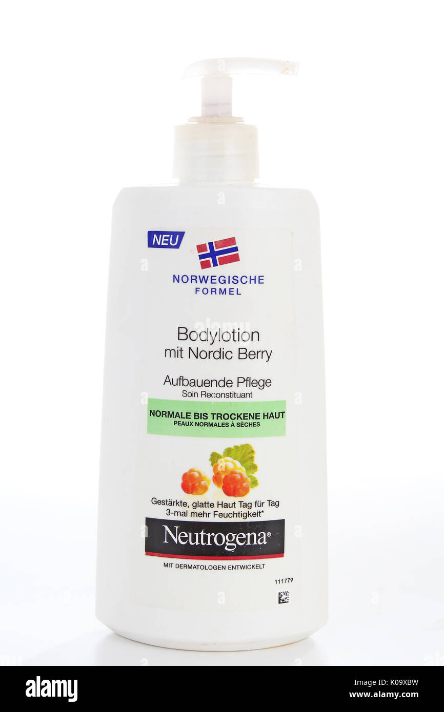 Neutrogen body milk lotion on isolated white studio background Stock Photo  - Alamy