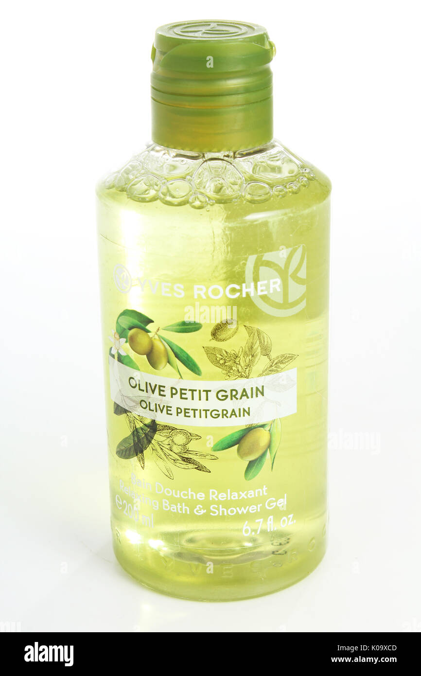 Yves Rocher olive shower gel on isolated white studio background Stock  Photo - Alamy