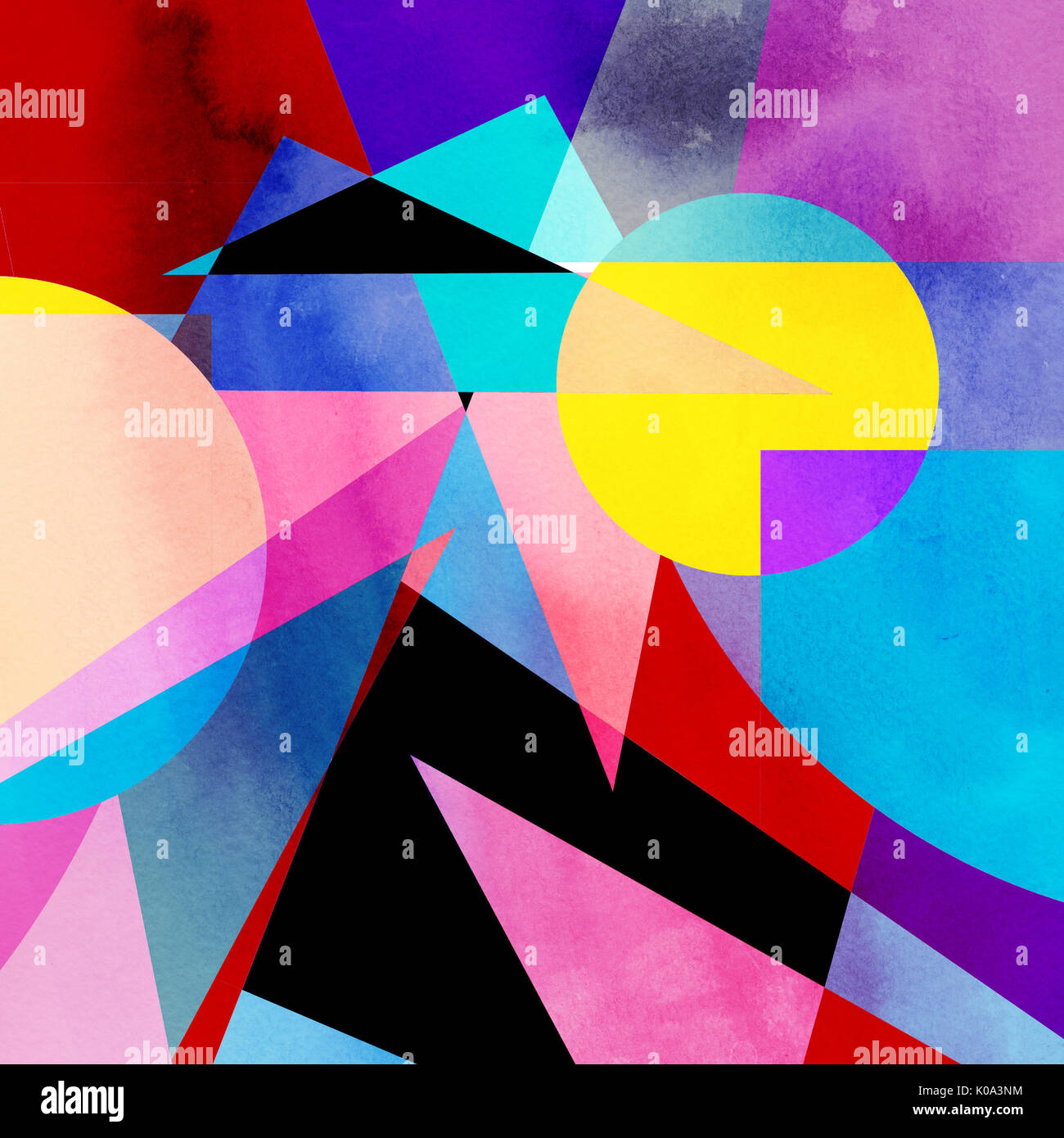Abstract colorful watercolor background with different geometric ...