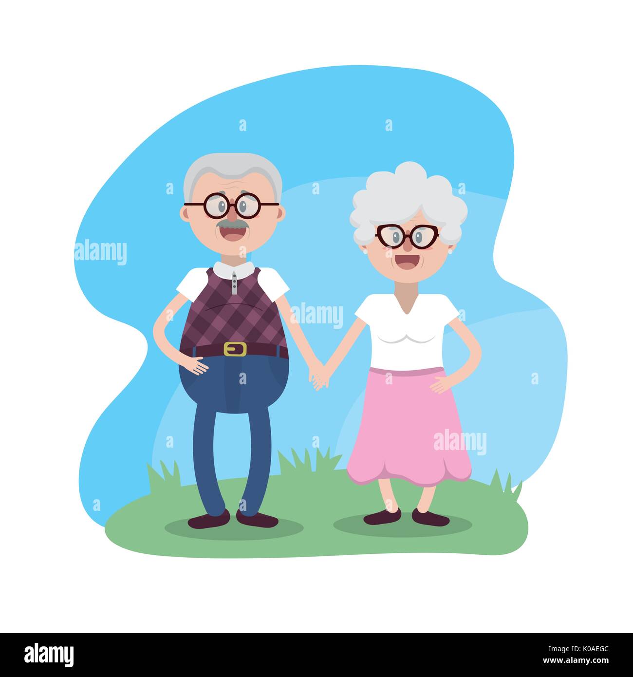 grandparent together with glasses and hairstyle Stock Vector