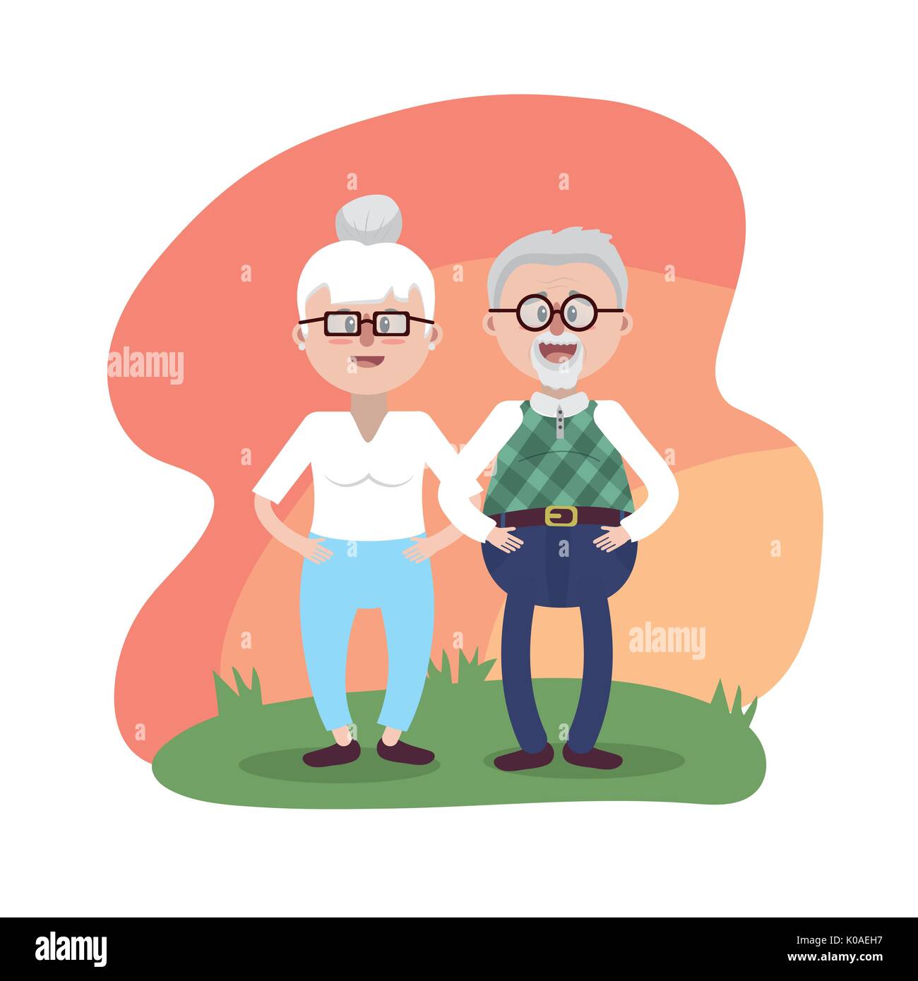 grandparent together with glasses and hairstyle Stock Vector