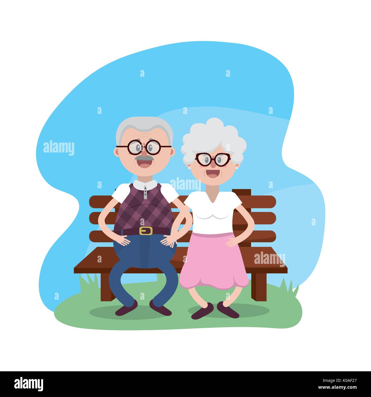 grandparent seated in the chair with glasses and hairstyle Stock Vector