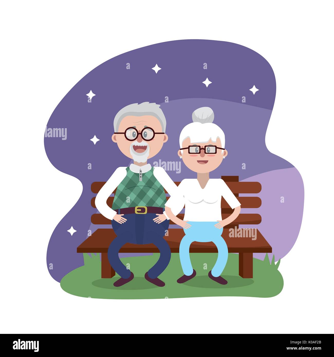 grandparent seated in the chair with glasses and hairstyle Stock Vector