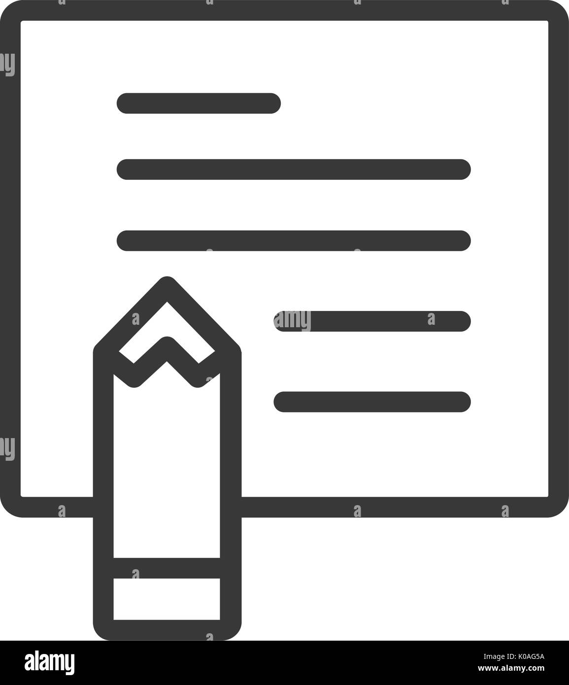 pencil and paper Stationery Office tool line icon Stock Vector Image ...