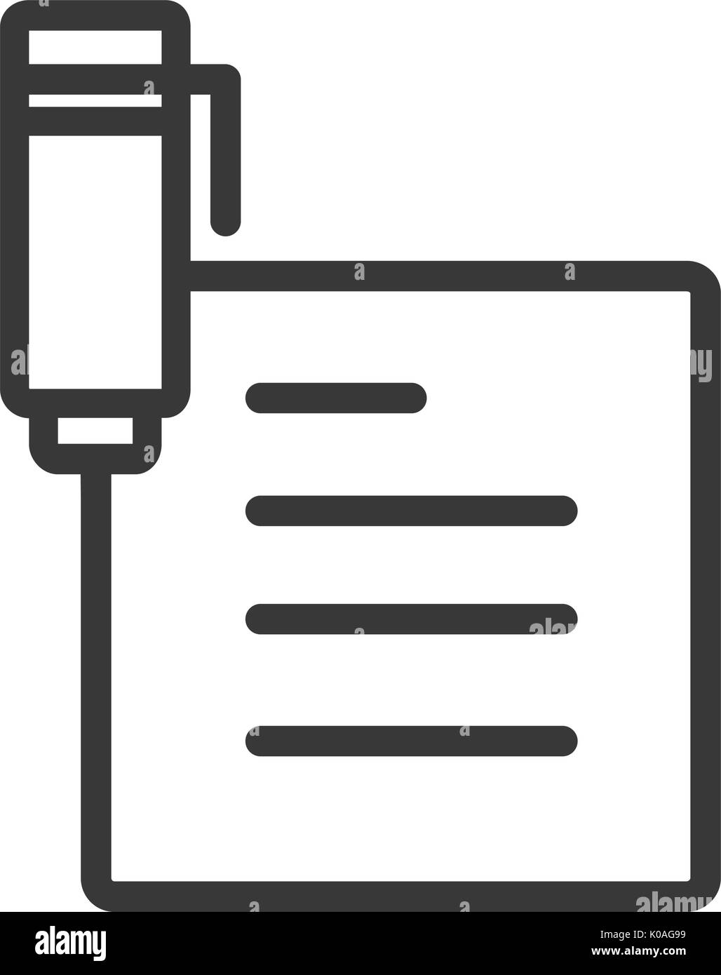 pen and paper Stationery Office tool line icon Stock Vector Image & Art ...