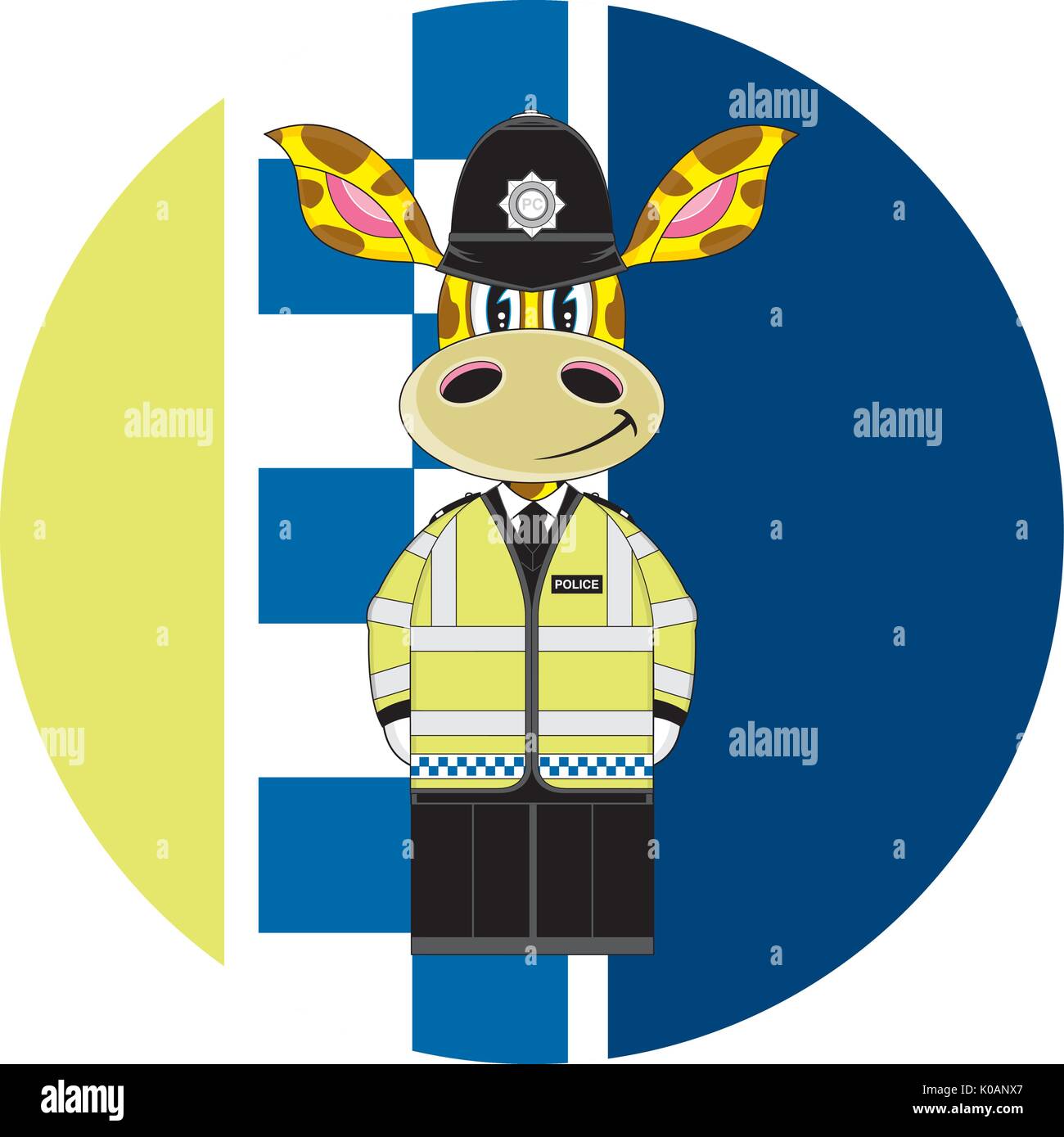Cute Cartoon British Giraffe Policeman Vector Illustration Stock Vector ...