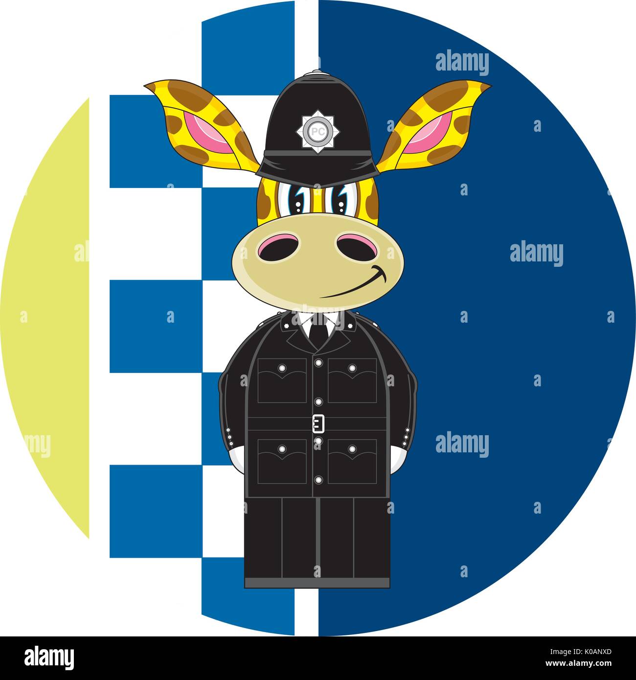 Cute Cartoon British Giraffe Policeman Vector Illustration Stock Vector ...