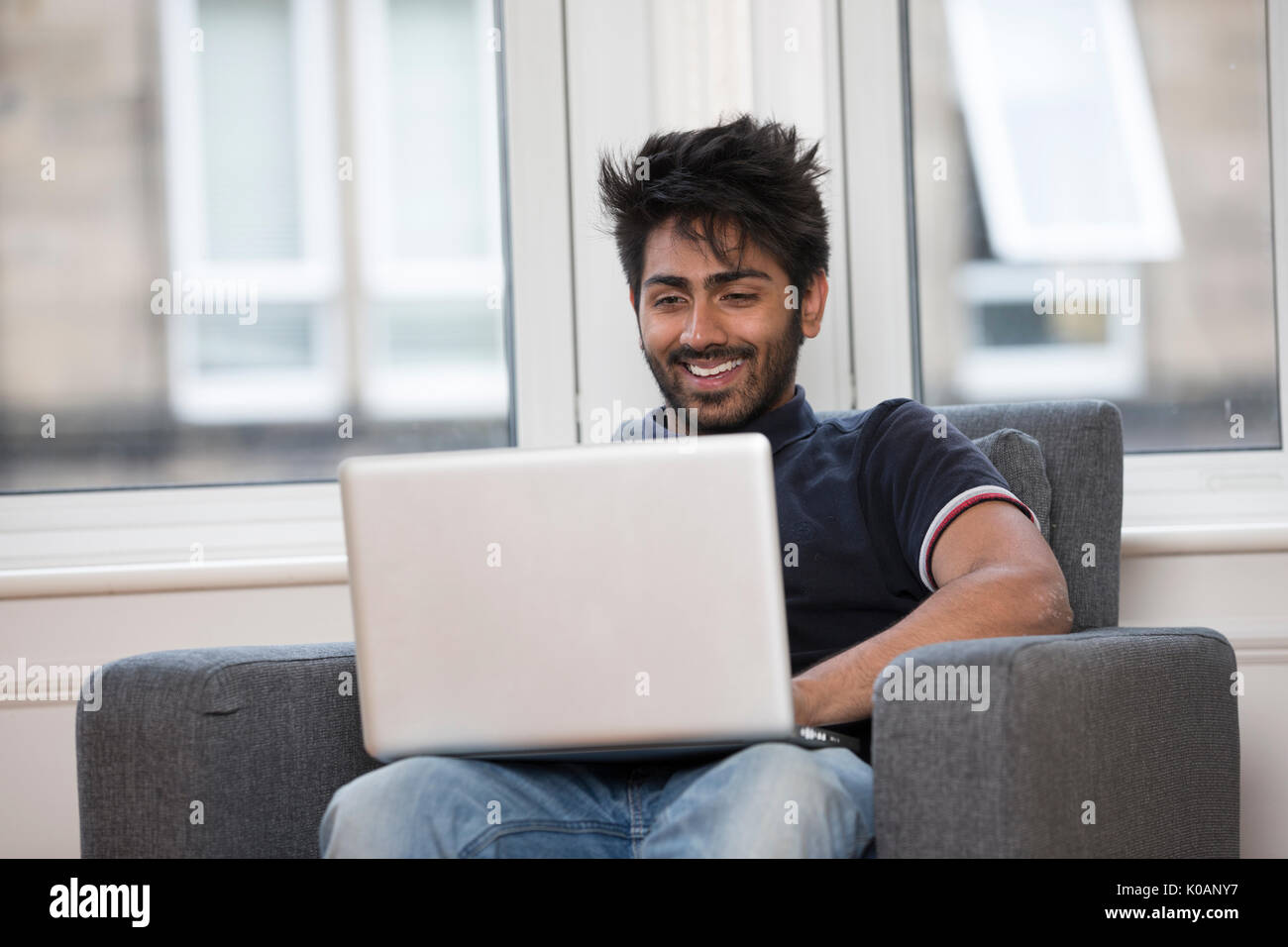 Indian asian old man using computer hi-res stock photography and images ...