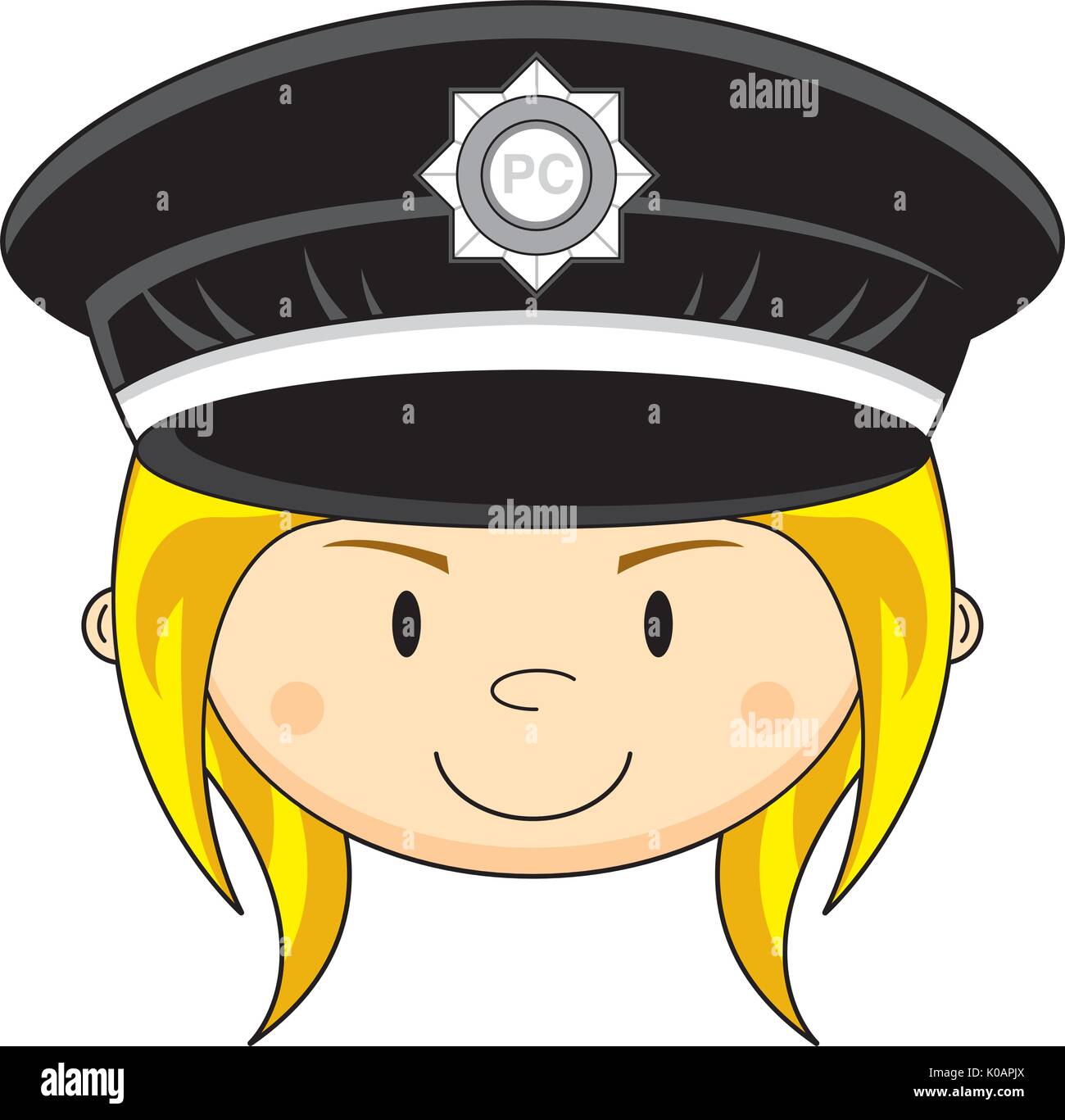 Cute Cartoon British Policewoman Vector Illustration Stock Vector Image