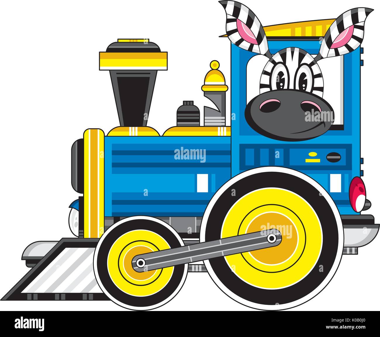 Cartoon Steam Train with Zebra Driver Vector Illustration Stock Vector ...