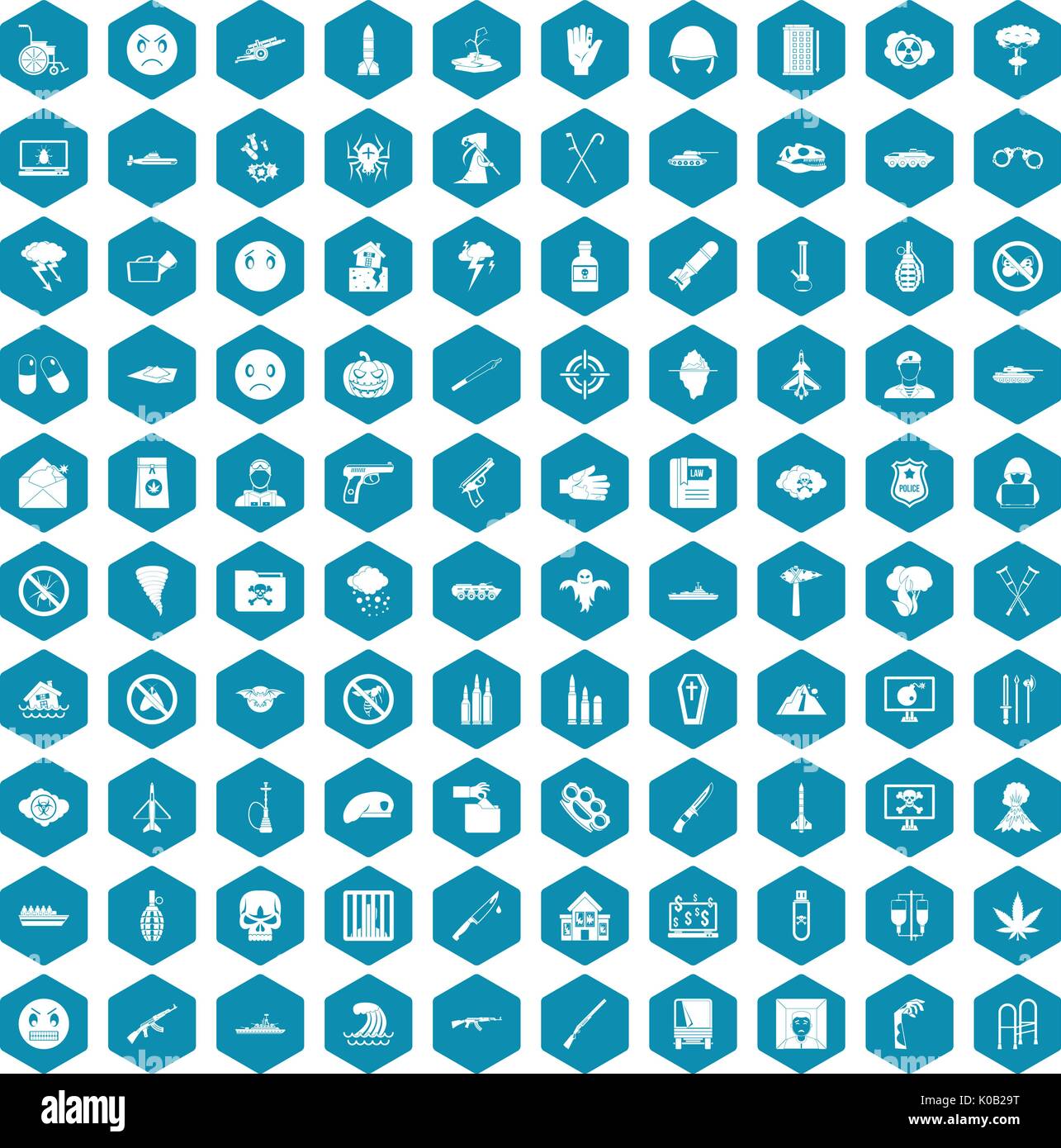 100 oppression icons sapphirine violet Stock Vector