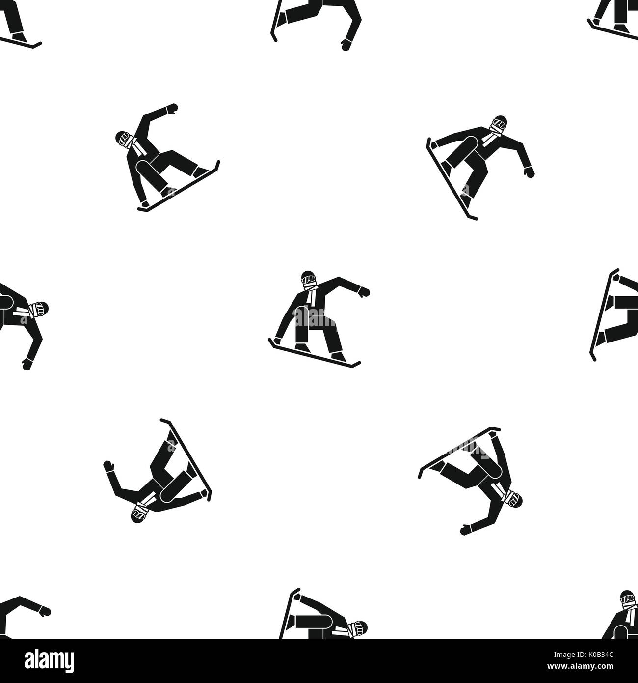 Snowboarder pattern seamless black Stock Vector