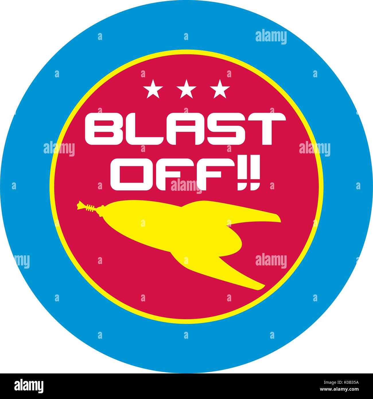 Blast Off Retro Space Rocket Science Fiction Badge Stock Vector Image ...
