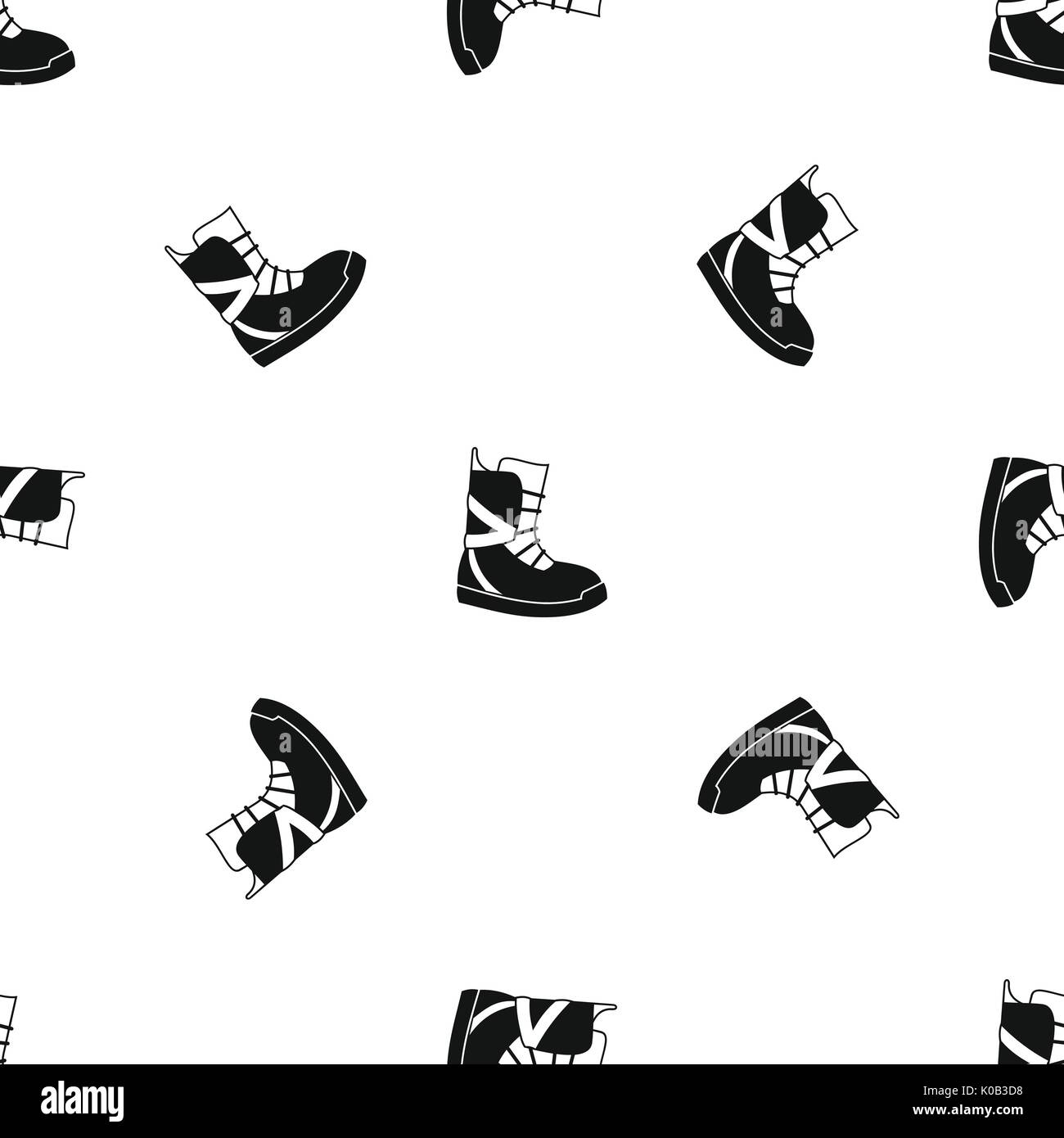 Boot for snowboarding pattern seamless black Stock Vector