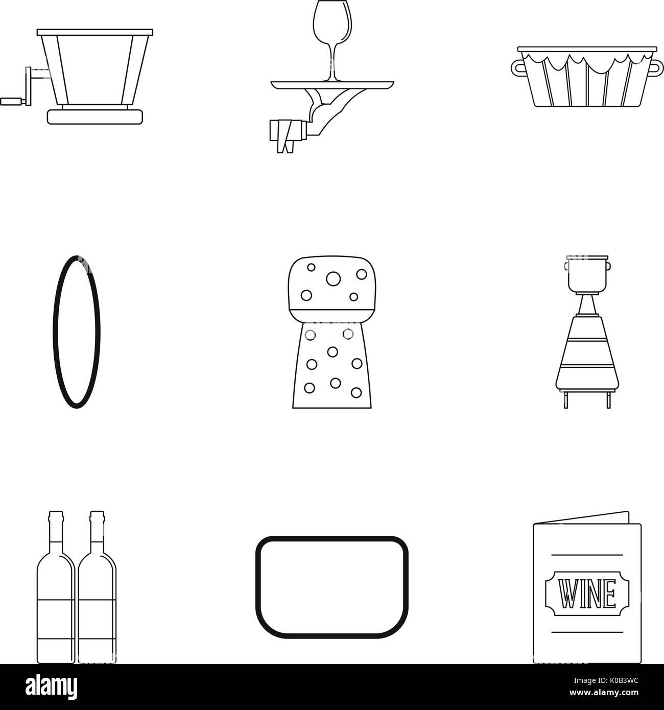 Wine restaurant icon set, outline style Stock Vector Image & Art - Alamy