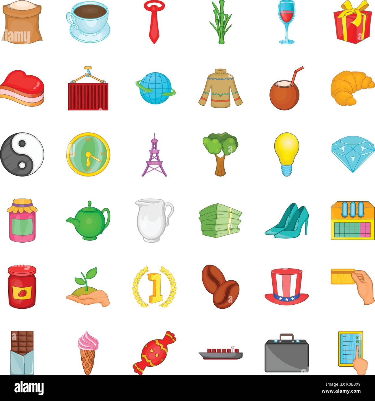 Coffee icons set, cartoon style Stock Vector